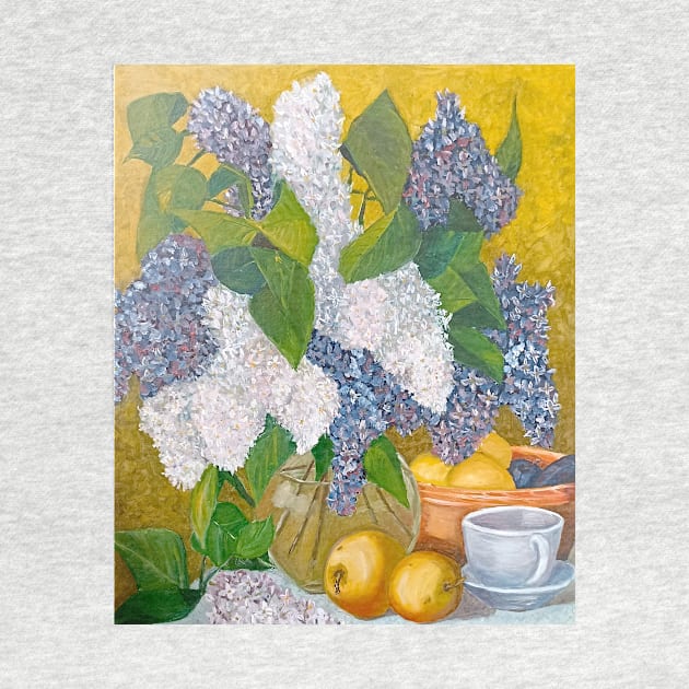 Still life with a bouquet of lilacs and fruits by TaliArtiYa